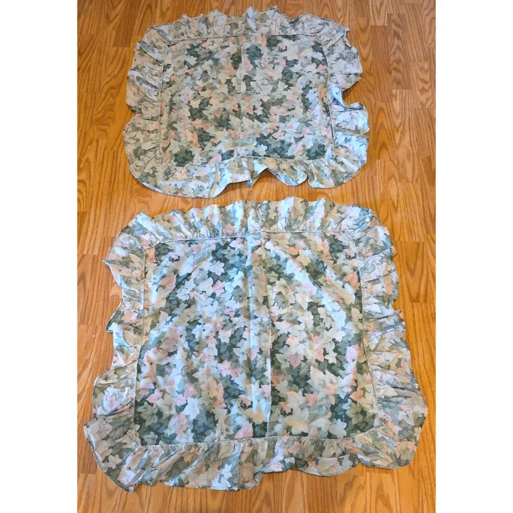 Springs Vtg Floral Euro Shams 26x26 Set 2 Ruffle USA Grandmillennial Cottage